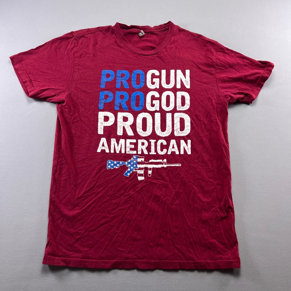 Next Level Apparel T Shirt Mens Large Red Pro Gun Pro God Proud American Graphic